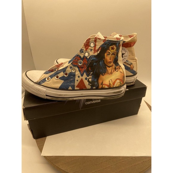 Converse Chuck Taylor Hi WONDER WOMAN Print DC Comics All Star Size Men 4 Wm 6